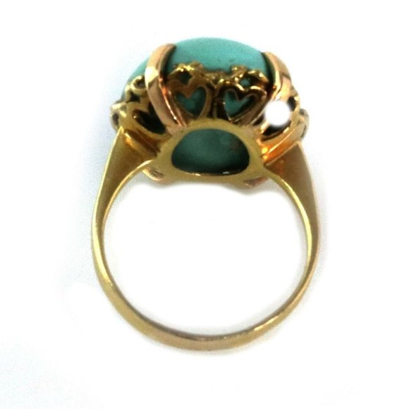 Turquoise 18k & 14k YGold Stud Earrings & Ring Set - Picture 6 of 8